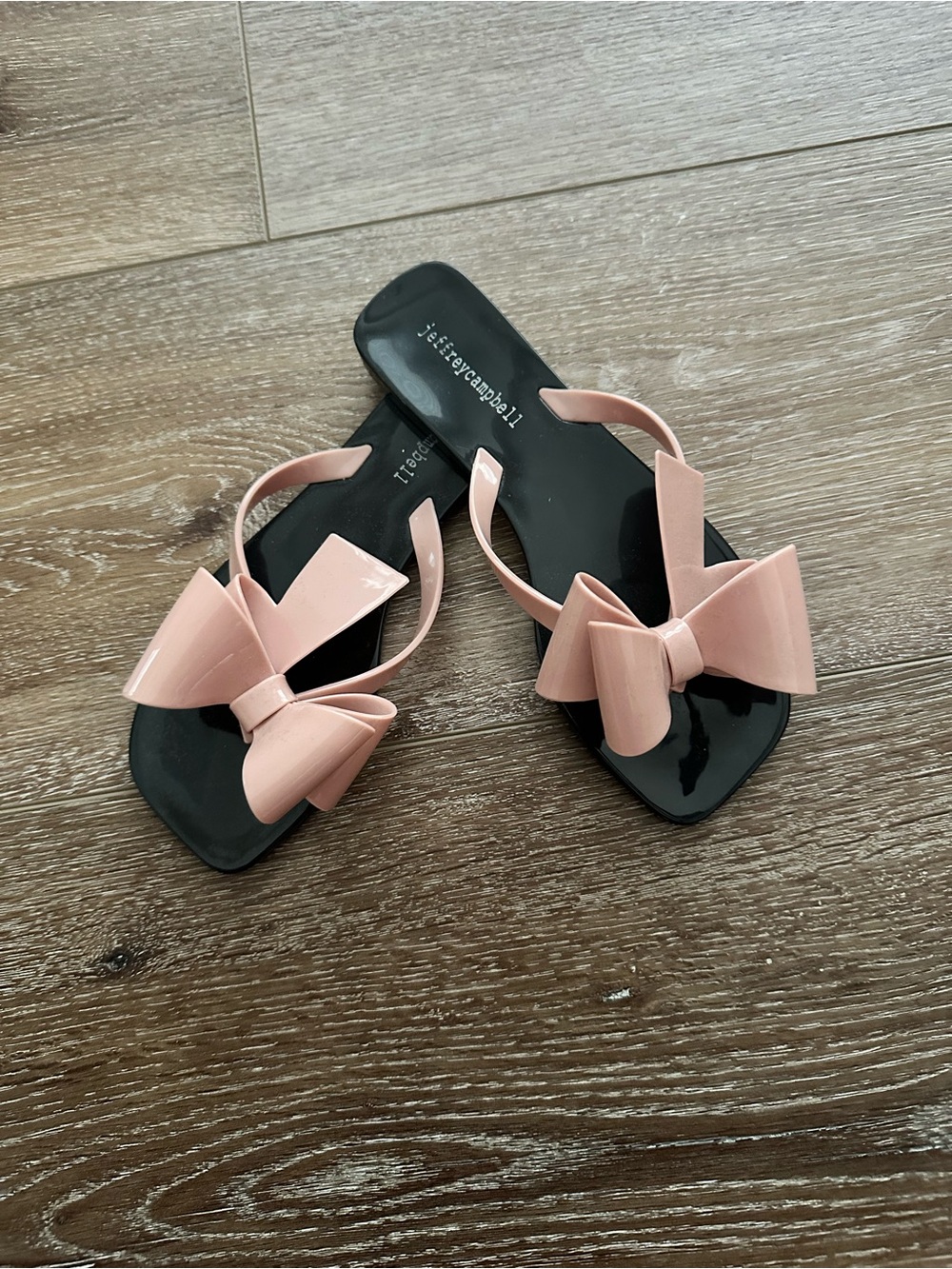 Jeffrey Campbell Black Sandals with Pink Bow Accents